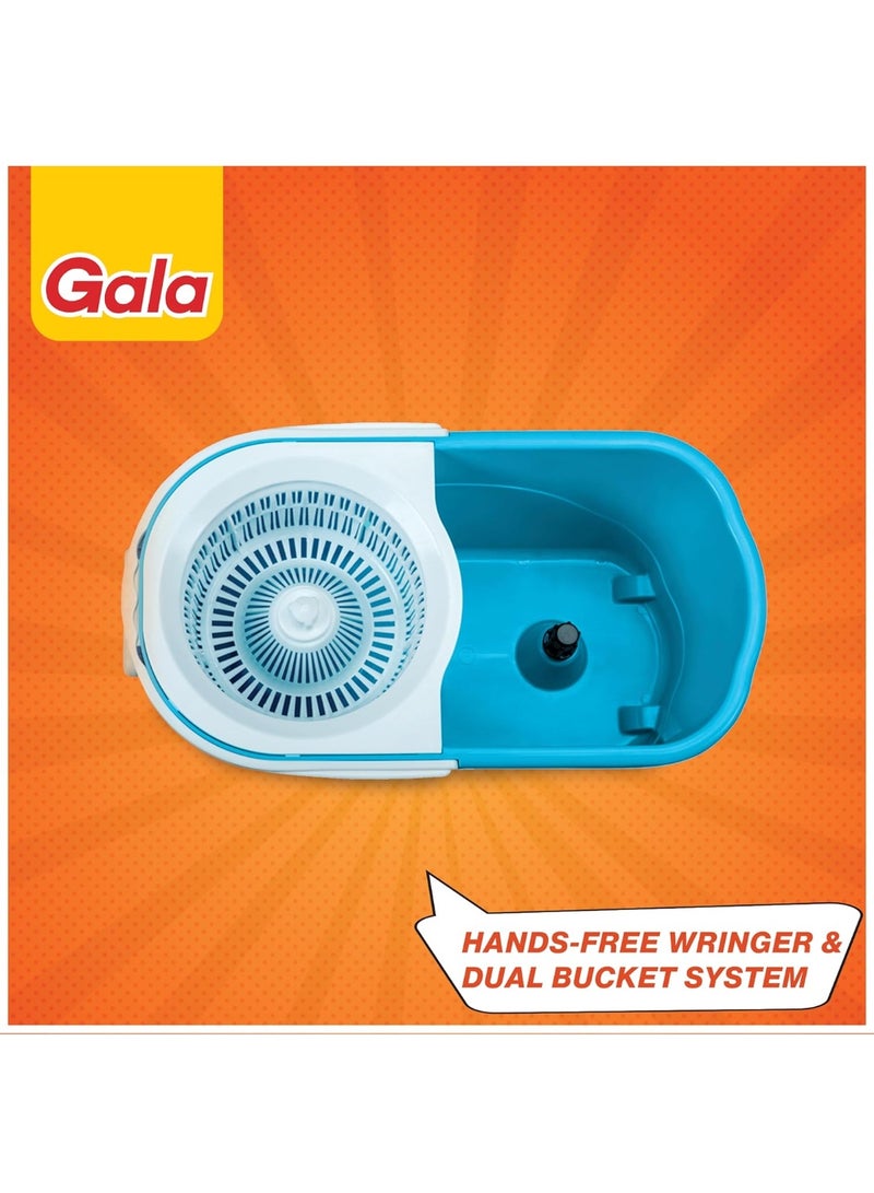 Gala e-Quick Spin Mop, Easy Wheels & Big Bucket with 2 Microfiber Refills, Floor Cleaning Mop with Bucket, pocha for floor cleaning, Mopping Set (white and blue) - Image 2